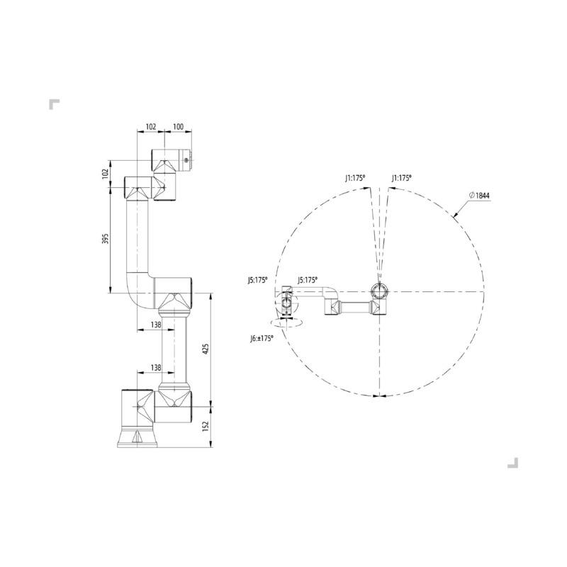 FAIRINO Collaborative Robot FR5 Dimension Drawing