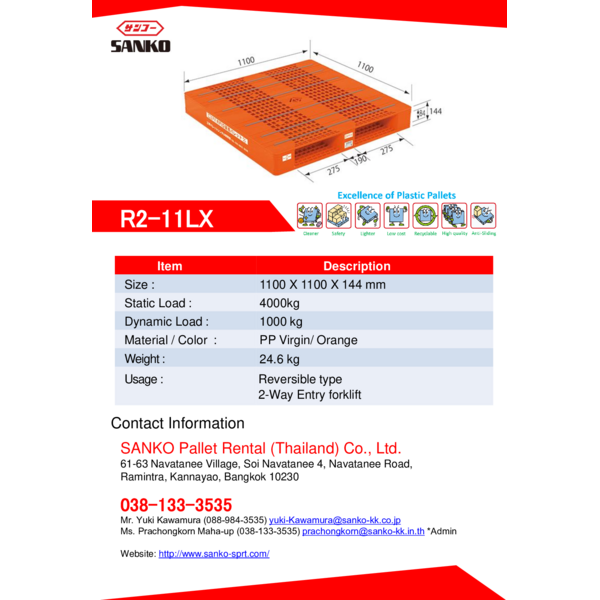 Plastic Pallet R2-11LX Catalog