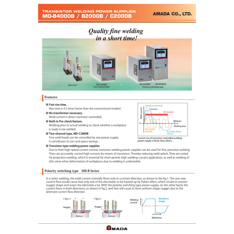 MD-B4000B_B2000B_C2000B_Transistor Welding Power Supply_Catalog