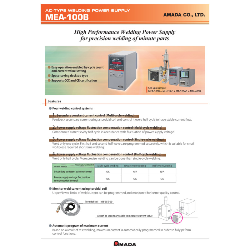 MEA-100B_ Single-Phase AC Welding Power Supply_Catalog