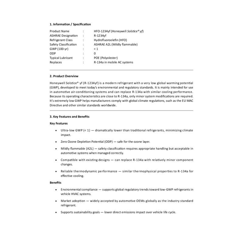 HFO-1234yf (R1234yf) Catalog ENG Version