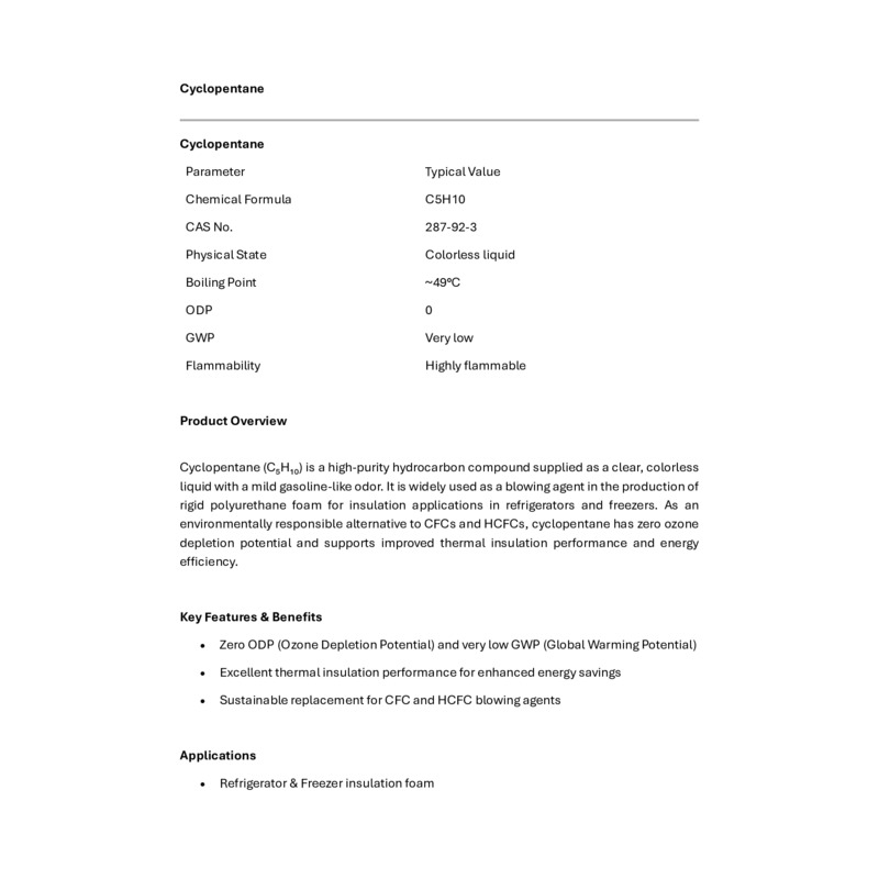 Cyclopentane Catalog