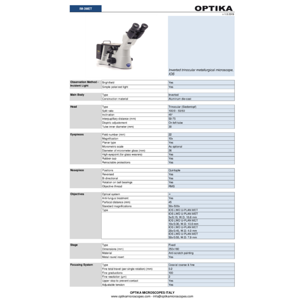 OPTIKA_IM-3MET_Technical_Datasheet_EN