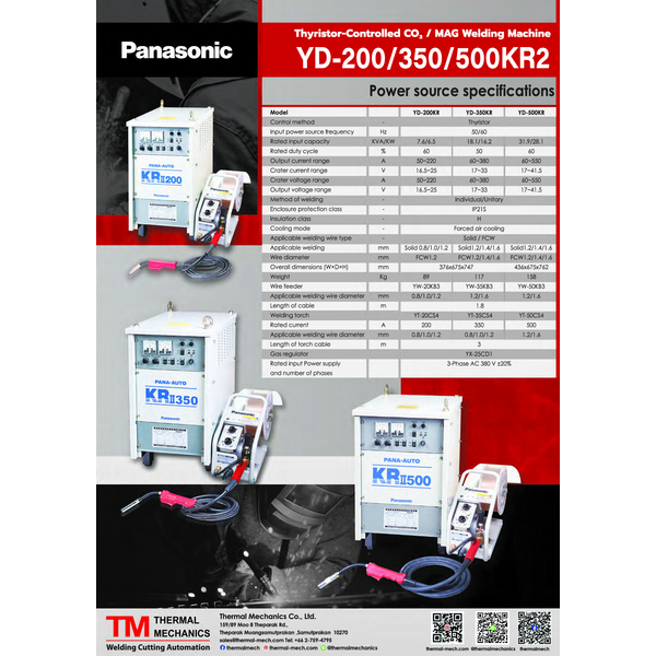 Panasonic CO2/MAG Welding Machine YD-200/350/500KR2 Catalog