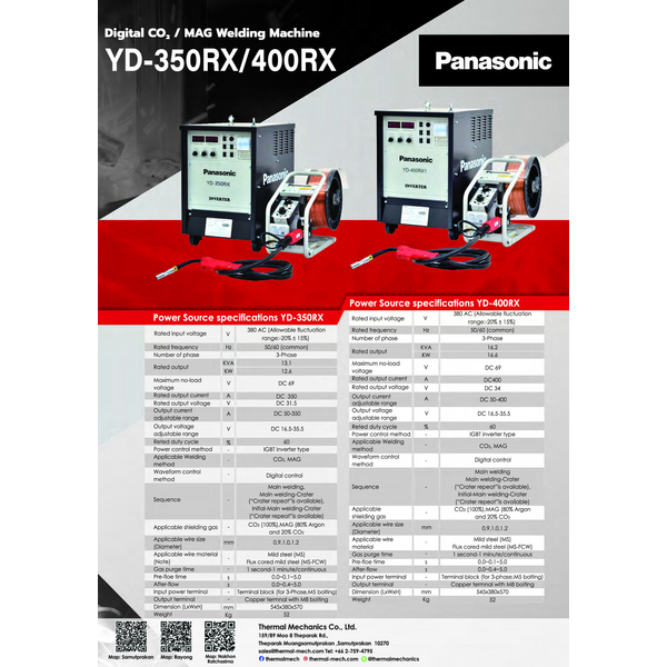 Panasonic CO2/MAG Welding Machine YD-350/400RX Catalog