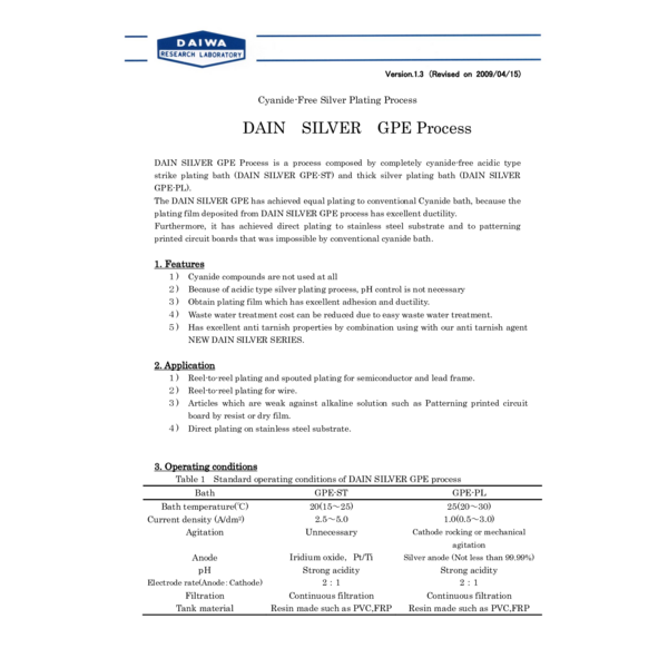 DAIN SILVER GPE Process