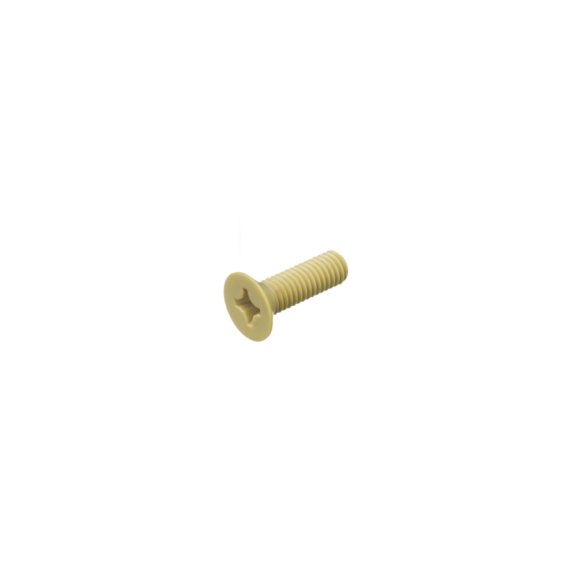PPS/FH ｜ สกรูหัวแฉกหัวจม (Flat Head) วัสดุ PPS สำหรับงานที่ต้องการผิวเรียบและความแม่นยำสูง