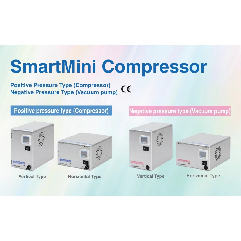 【SMPシリーズ】超小型コンプレッサ（SmartMini Compressor）／ A5サイズ以下の設置面積 ／ 50dB以下の低騒音・オイルフリー仕様