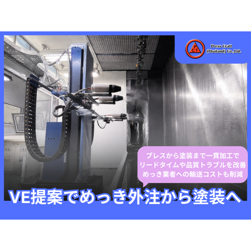 【Process Improvement and VE Proposals for Press Parts】Switching from Outsourced Plating to In-House Painting to Shorten Lead Time and Reduce Costs