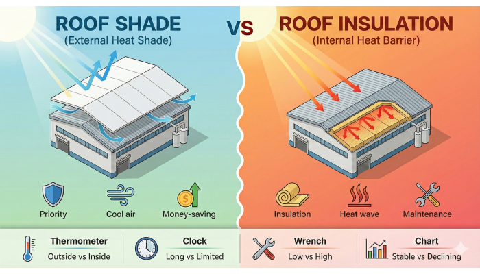 Roof Shade vs Roof Insulation ｜ Cost, Service Life, and ROI Comparison