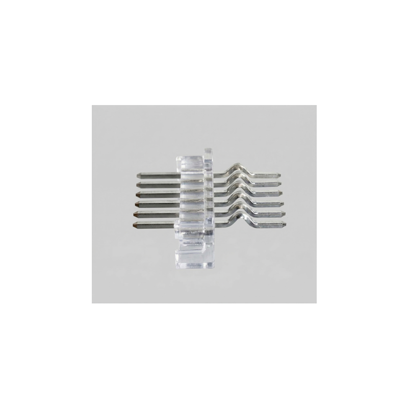 Assembly of in-house manufactured header pins and plastic parts
