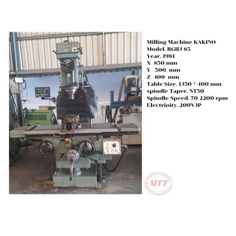 Used Milling Machine KAKINO BGIJ-85 (1981) – NT50 Spindle, 1350x400 mm Table