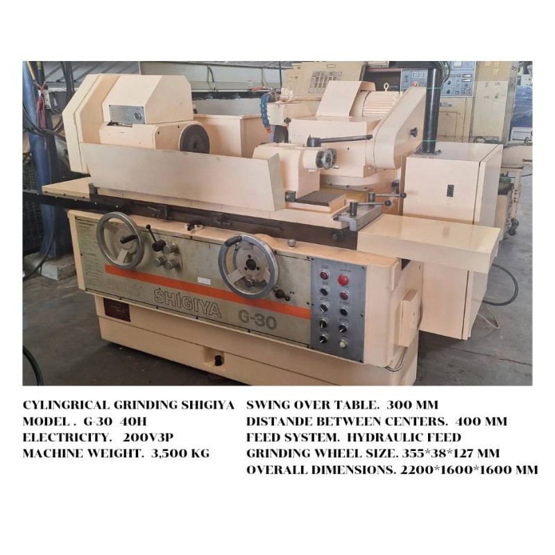 Used Cylindrical Grinding Machine SHIGIYA G-30 40H – Swing 300 mm, 400 mm Between Centers
