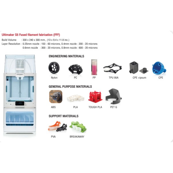 Ultimaker S5: 幅広い材料に対応した高解像度FFF 3Dプリンティング