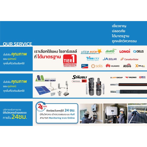 ให้บริการระบบพลังงานแสงอาทิตย์คุณภาพสูง – ติดตั้งด้วยแผงโซลาร์เซลล์ Tier 1 และอุปกรณ์คัดสรร