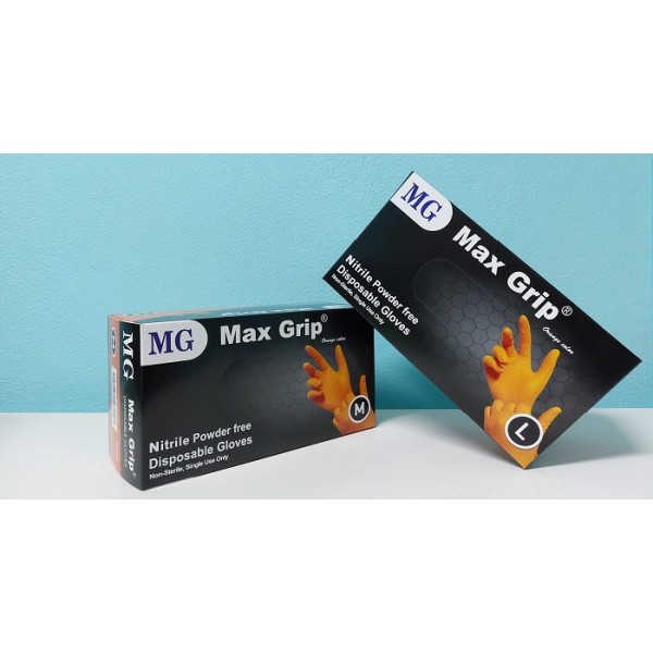 MAX GRIP ถุงมือไนไตรล์ปราศจากแป้งใช้แล้วทิ้ง