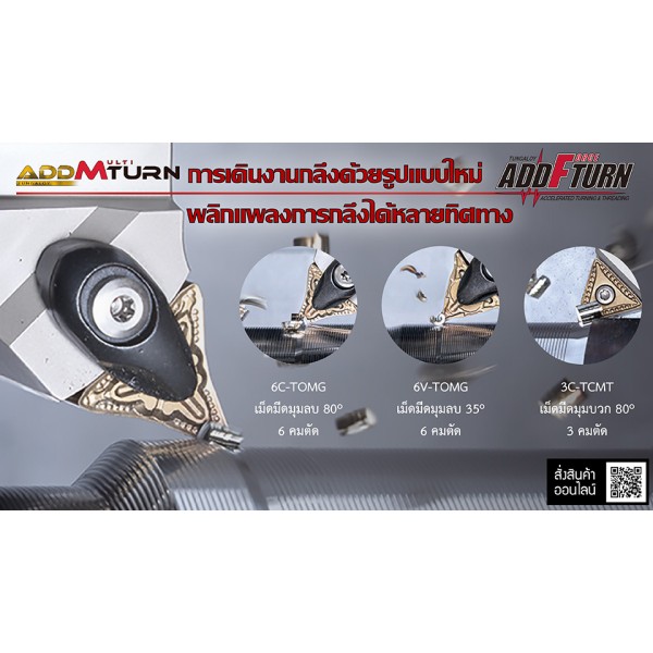 Economical machining achieved with AddMultiTurn's 6-corner insert