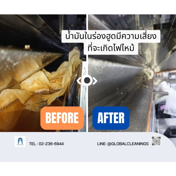 ฮูดที่มีน้ำมันอาจทำให้เกิดไฟไหม้ได้ แนะนำให้ทำความสะอาดเป็นประจำสำ