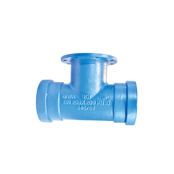 double socket tee with flanged branch
