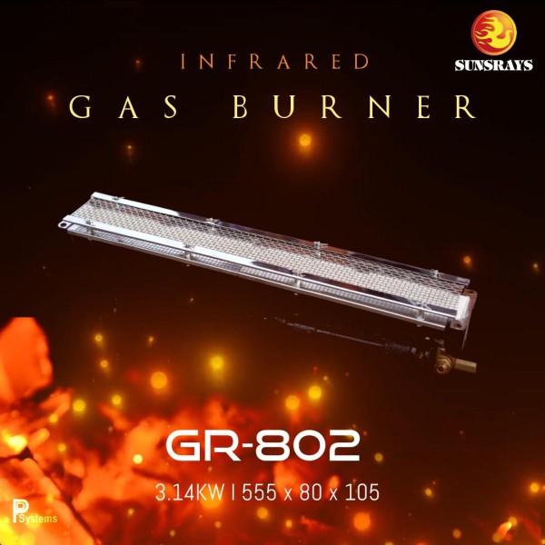หัวเตาอินฟราเรด SUNSRAYS GR-802 หัวเตาอินฟราเรด สำหรับเตาย่างอาหารกึ่งอุตสาหกรรม เตาซาลาเมนเดอร์ ชนิดเหล็กหล่อ ขนาด 555 มม. x 80 มม. x 105 มม.