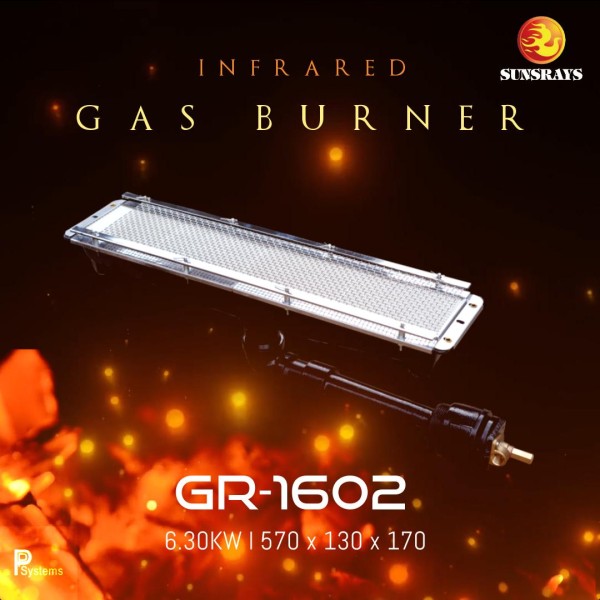 หัวเตาอินฟราเรด SUNSRAYS GR-1602 6.3kW ชนิดเหล็กหล่อ ขนาด 570x130x170