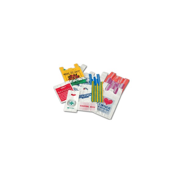 We manufacture and sell handle bags, punched-hole bags, and drawstring bags.