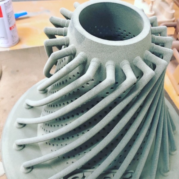 3Dプリンタによるアルミ鋳造用シェル中子の造形（油圧用の内部回路，モーター冷却回路など）